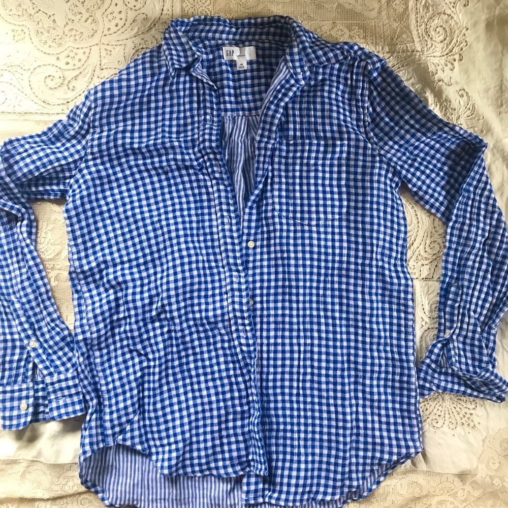 Gap blue gingham button down 💙🧿💎📘💙
